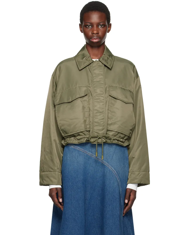 Max Mara Green Water-Repellent Reversible Bomber Jacket 003