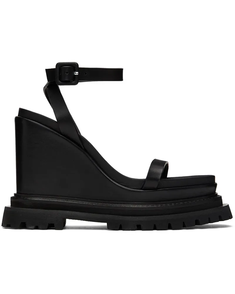 AMI Paris Black Wedge Sandals 001