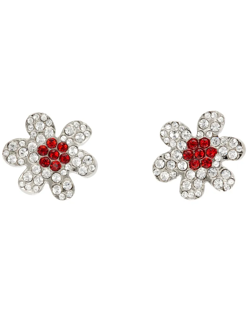 Marni White & Red Daisy Stud Earrings 00wglass