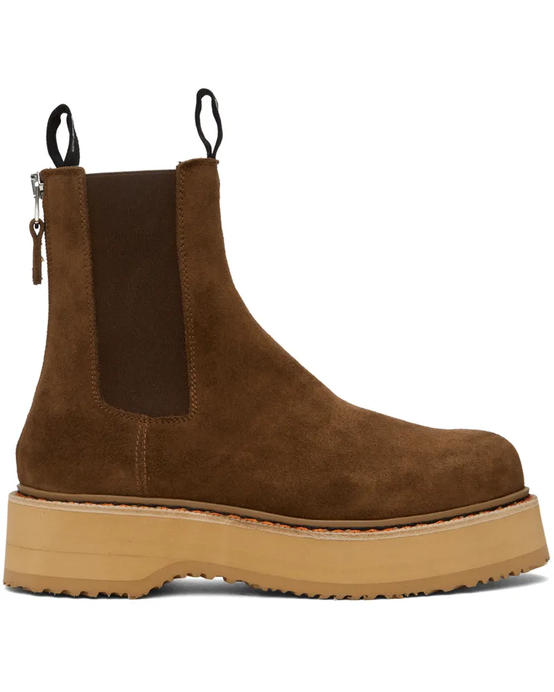 R13 Brown Single Stack Chelsea Boots Brown