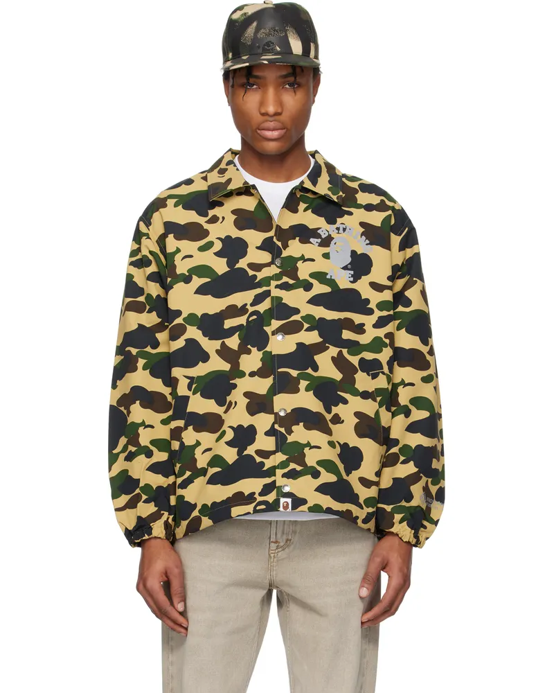 BAPE Khaki Gore-Tex Wind Stopper 1st Camo Relaxed Coach Jacket Yel-yellow