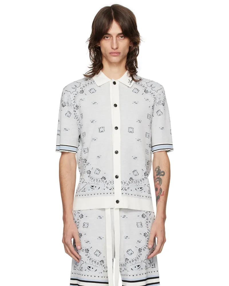 Amiri White & Blue Bandana Shirt White