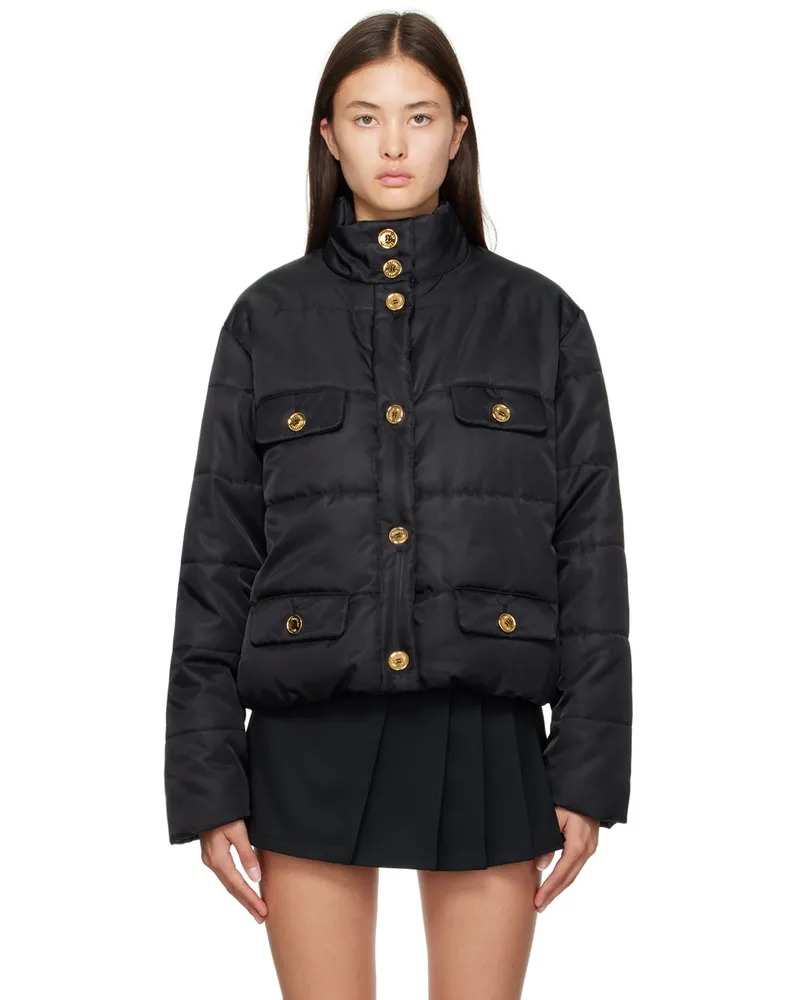 Moschino Black Button Puffer Jacket A0555