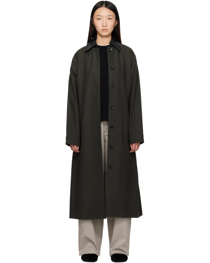 Maria Mcmanus Khaki A-Line Swing Trench Coat Dark