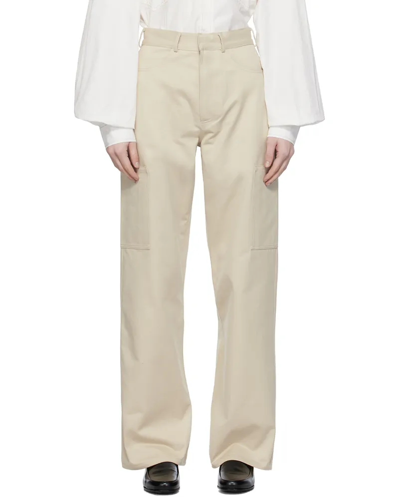 Elleme Beige Patch Pocket Trousers Cream