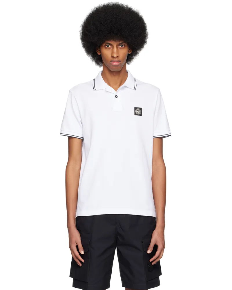 Stone Island White 22S18 Polo A1001