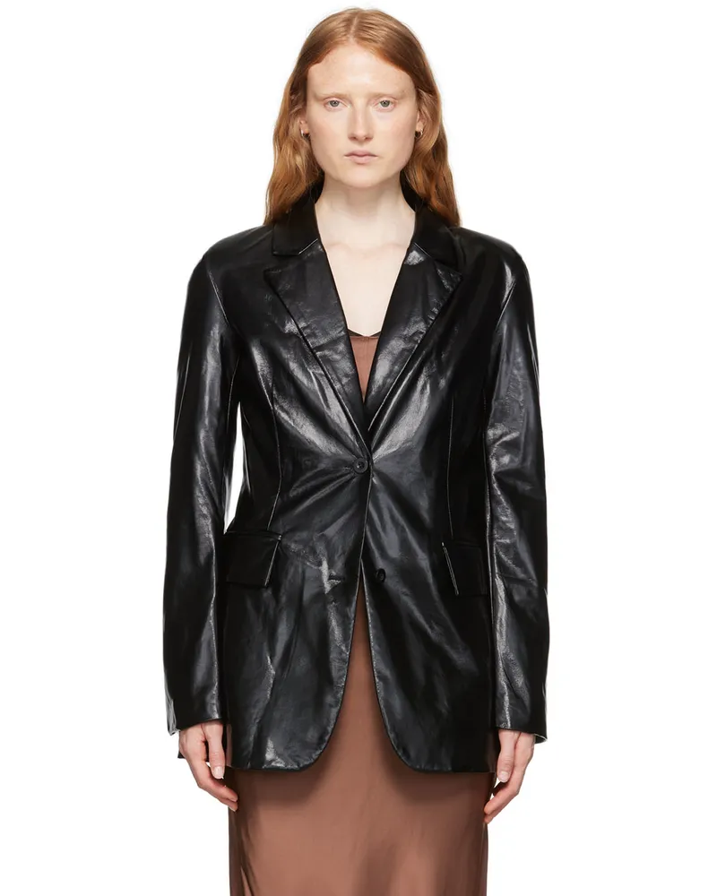 STAND Black Galilea Faux-Leather Blazer 89900