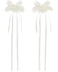 Simone Rocha Off-White Rosette Bow Earrings Cream