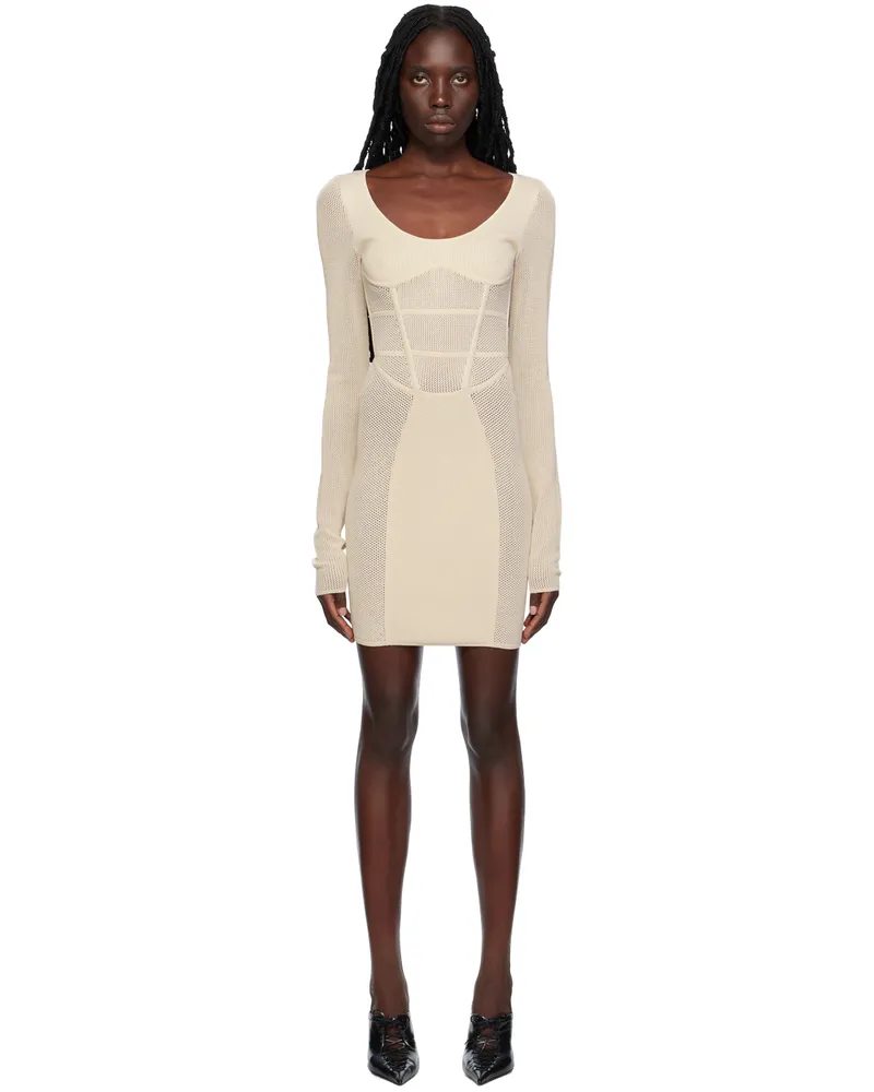 Dion Lee Beige Semi-Sheer Minidress Ecru