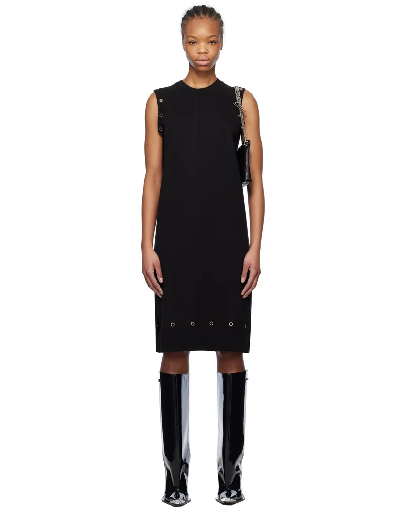 WE 11 DONE Black Eyelet Knit Mini Dress Black