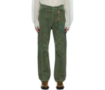 Khaki Baggy Curved Jeans