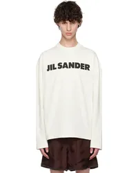 Jil Sander Off-White Printed Logo Long Sleeve T-Shirt Porcelain