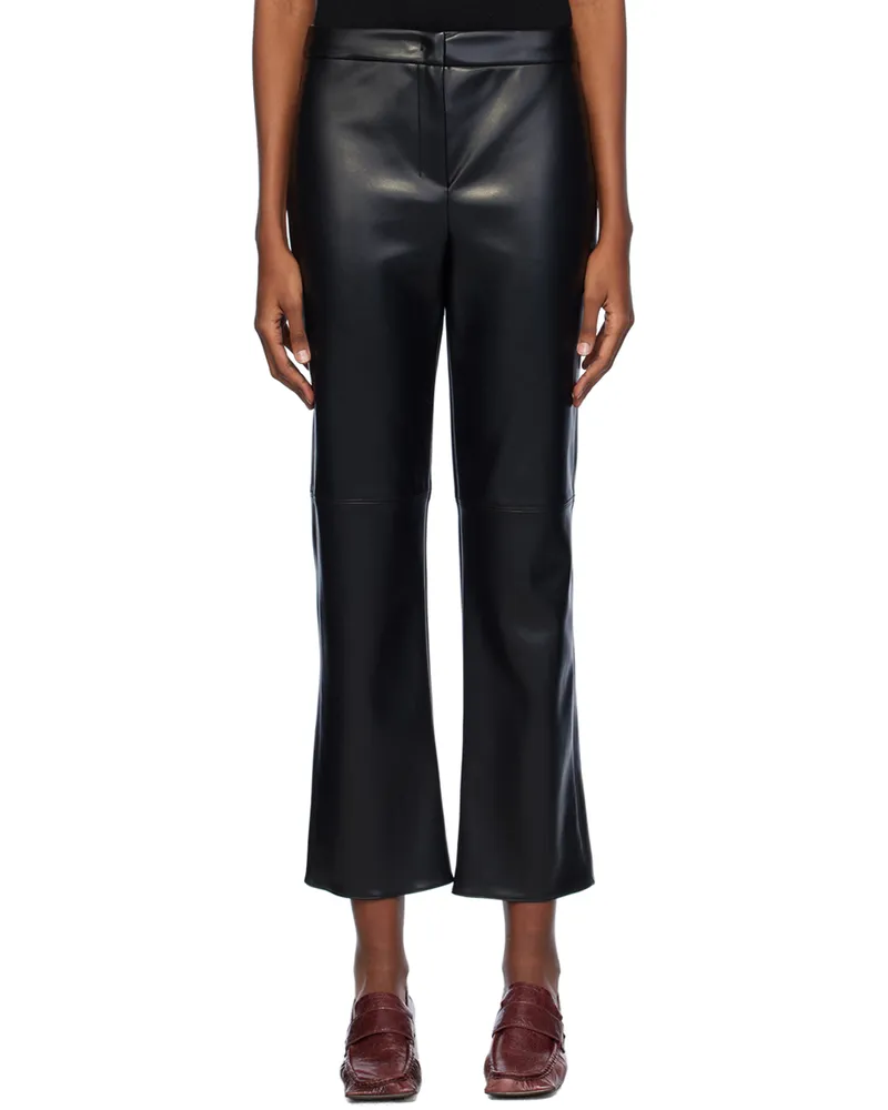 Max Mara Black Sublime Faux-Leather Trousers 005