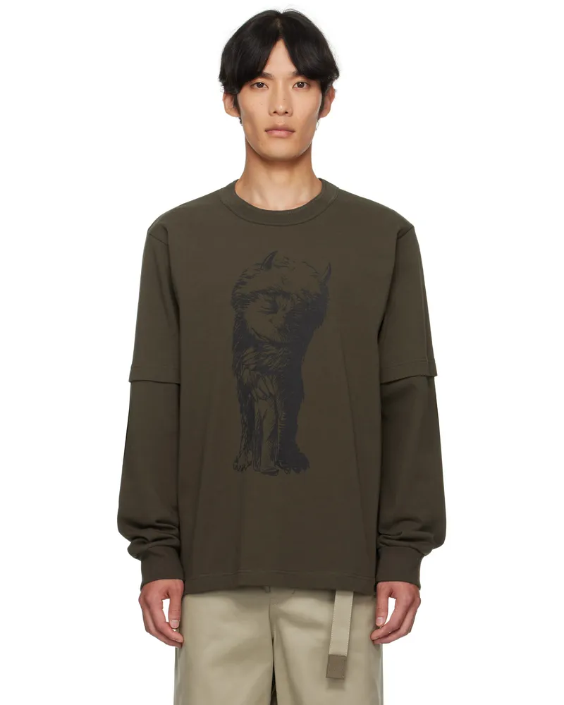Sacai Khaki 'Where The Wild Things Are' Cotton T-shirt 531