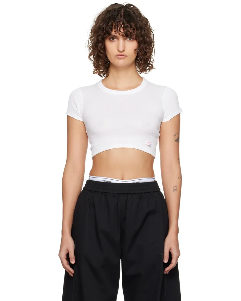 Alexander Wang White Cropped Short-Sleeve T-shirt 100
