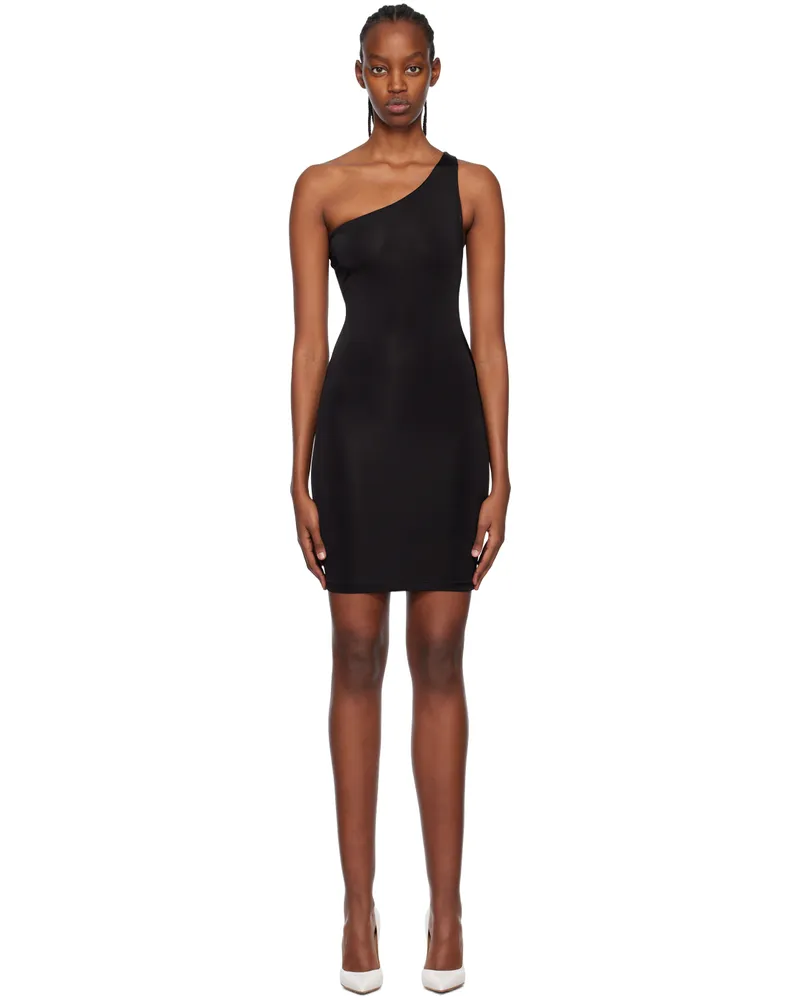 Louisa Ballou Black Plunge Minidress Black