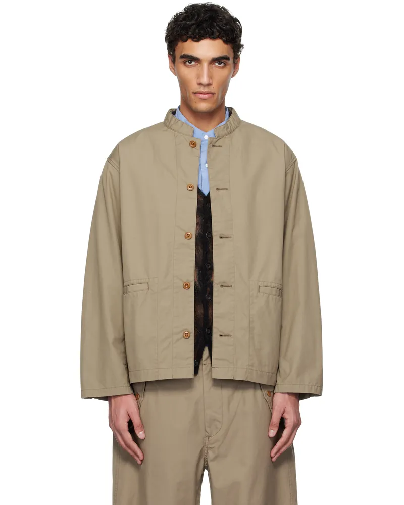 nanamica Taupe Band Collar Shirt Jacket Taupe