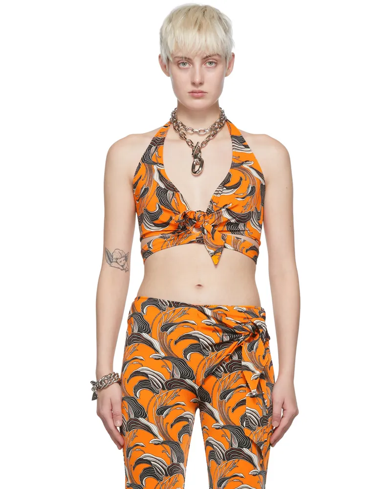Paco Rabanne Orange Viscose Tank Top V809