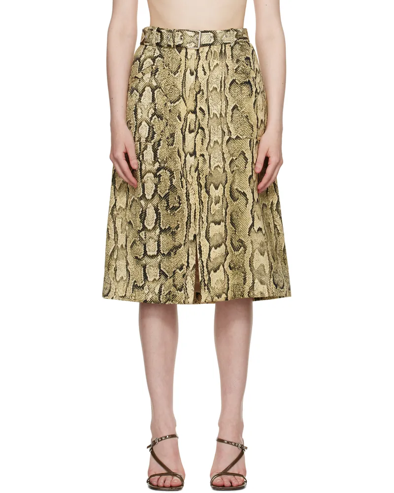 Dries van Noten Beige Belted Midi Skirt 103