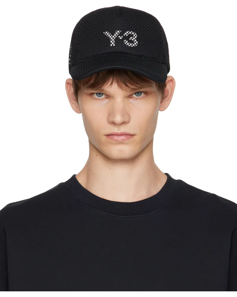 Y-3 Black Logo Trucker Cap Black