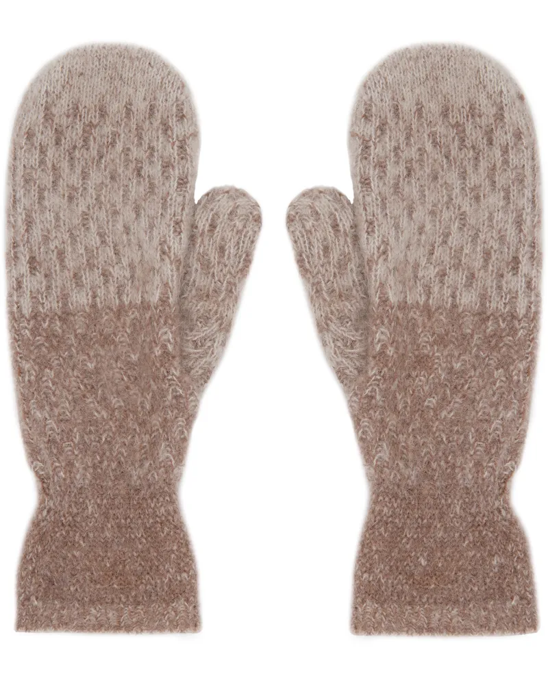 Holzweiler Beige & Pink Tine Faded Knit Mittens Burgundy