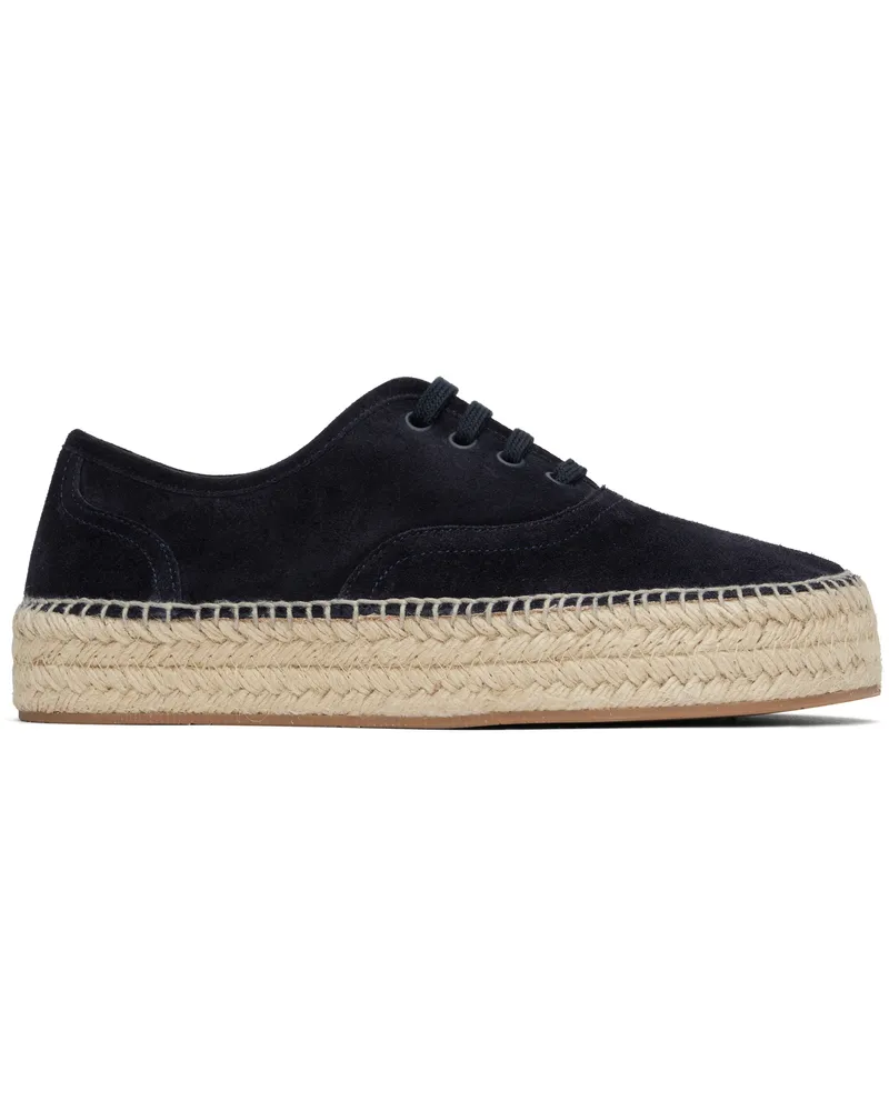 J.W.Anderson Navy Suede Lace-Front Platform Espadrilles 888