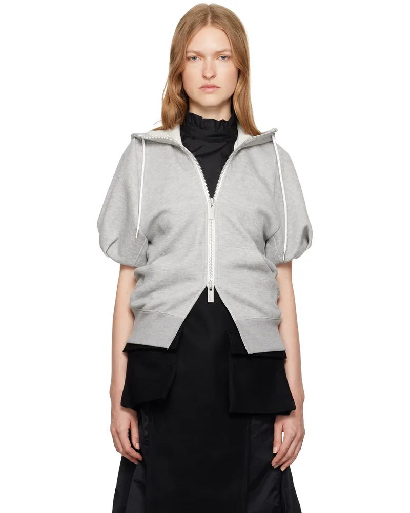 Sacai Gray Puff Sleeve Hoodie 376