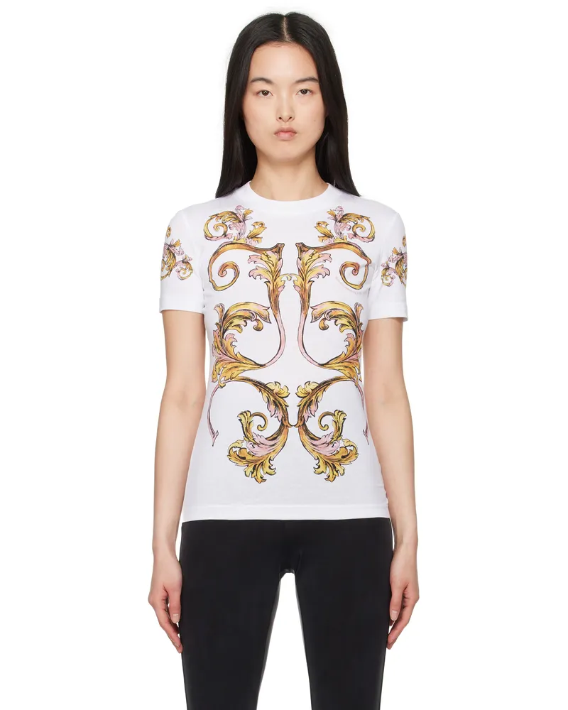 Versace Jeans White Outline Barocco T-shirt Eg03