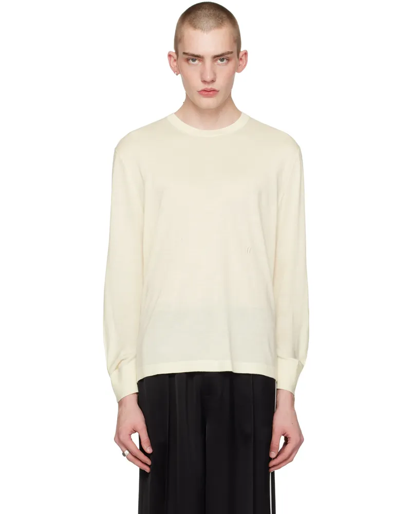 Helmut Lang Off-White Curved Sleeve Sweater Ivory