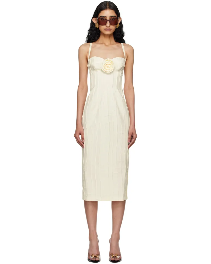 Blumarine Off-White Floral Midi Dress N0108