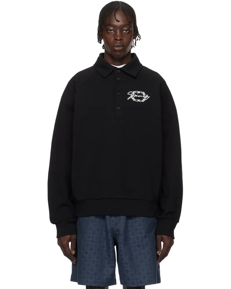 Givenchy Black 'GIVENCHY' Medallion Polo 001-black