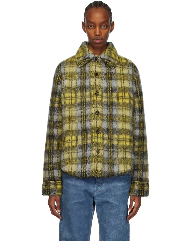 Bottega Veneta Yellow & Gray Brushed Jacket 7184