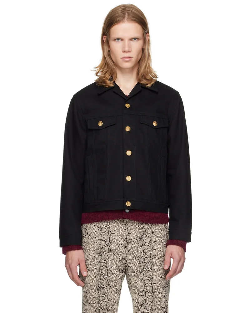 Ernest W. Baker Black Studded Denim Jacket Black