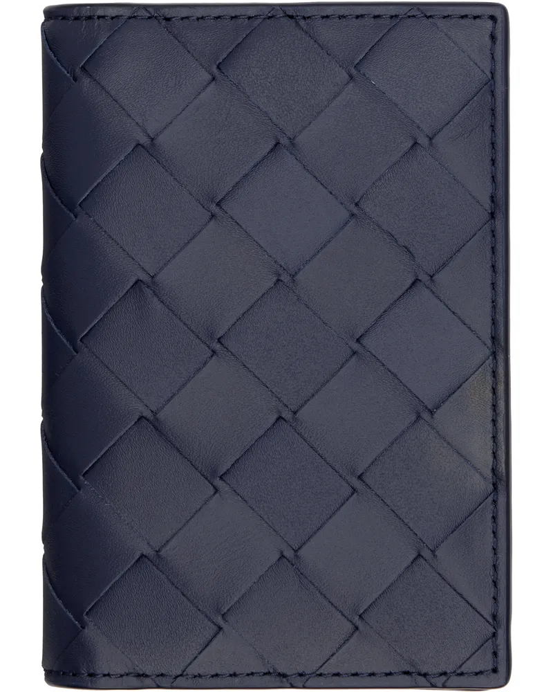 Bottega Veneta Navy Intrecciato Flap Card Holder 3258