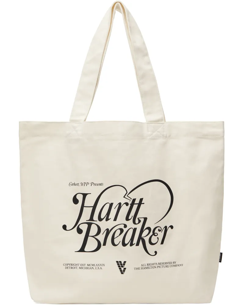Carhartt WIP White Canvas Graphic Large Tote Harttbreaker
