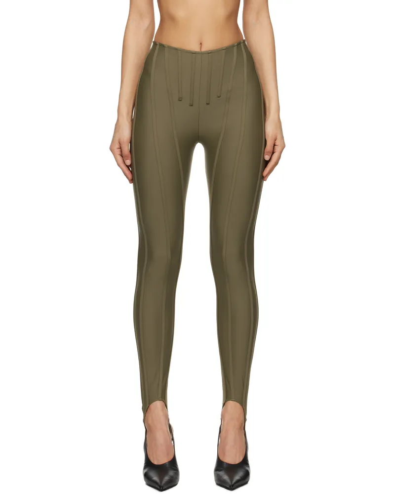 Thierry Mugler Khaki Corseted Leggings 5047