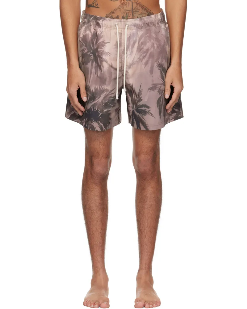 Palm Angels Taupe Sunset Palm Swim Shorts Beige