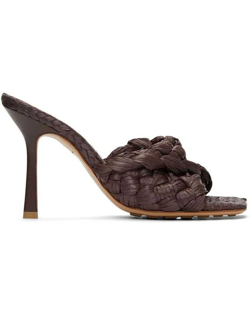 Bottega Veneta Brown Raffia Stretch Heeled Mules 2019