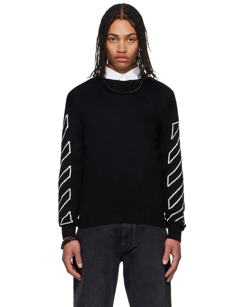 OFF-WHITE Black Diagonal Outline Knit Sweater Black