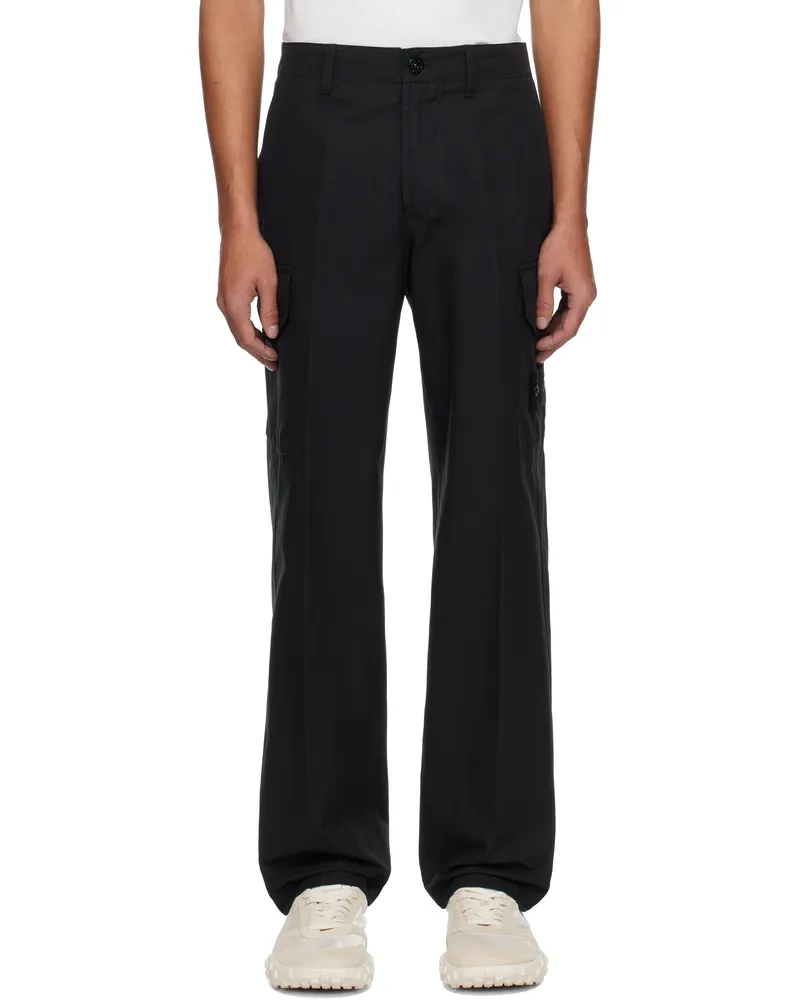 Stone Island Black Weatherproof Cotton Canvas Ghost Cargo Pants V0029