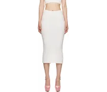 White Ribbed Midi Skirt