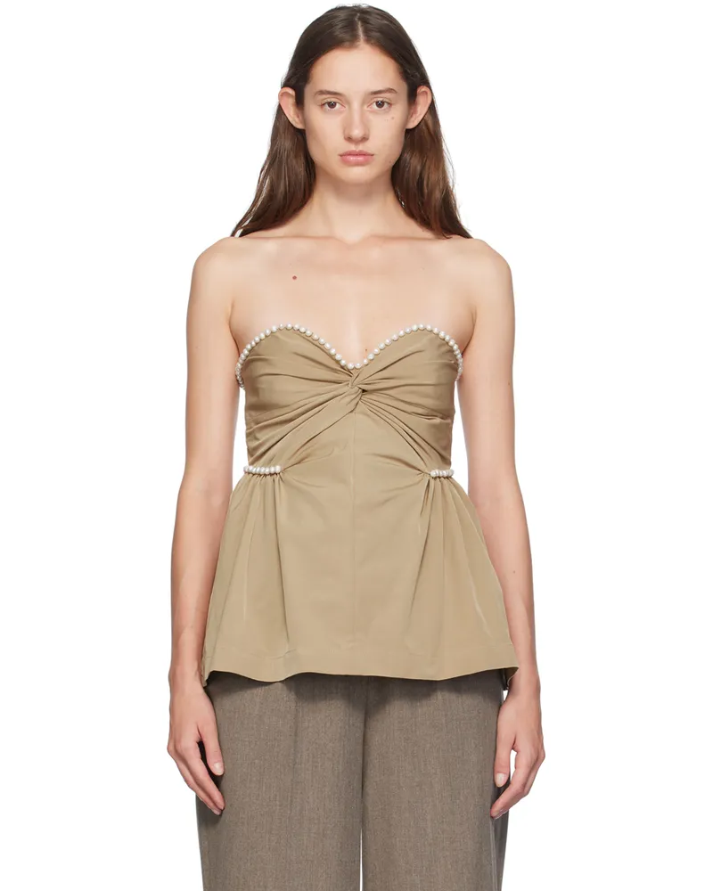 Kika Vargas Beige Hebe Top Khaki