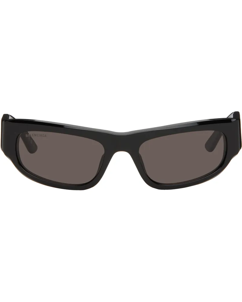 Balenciaga Black Rectangular Sunglasses Black-black-grey