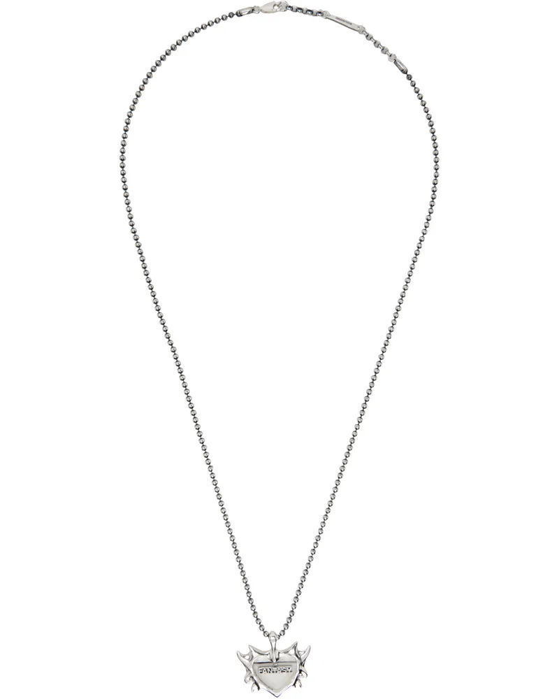 KUSIKOHC Silver Flame Heart Necklace Silver
