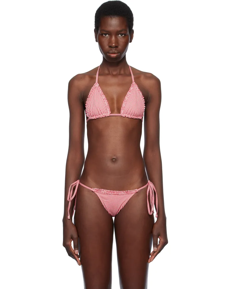 Frankies Bikinis Red & White Nick Skimpy Triangle Bikini Top Ladybug