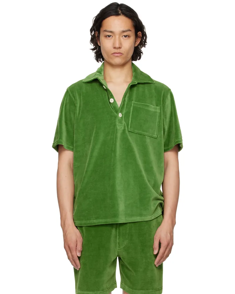 OAS Green Penny Girona Velour Polo Green