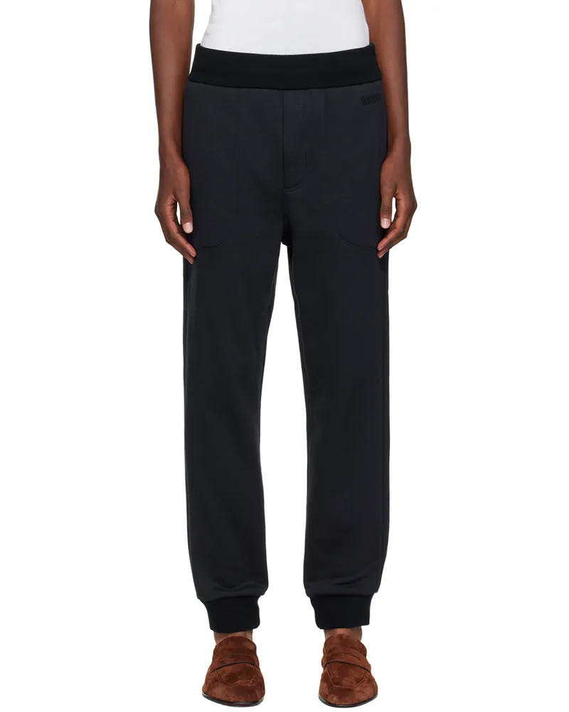Ermenegildo Zegna Navy Embroidered-Logo Sweatpants 412