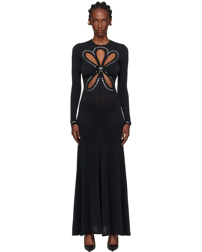 Paco Rabanne Black Second-Skin Long Maxi Dress Black