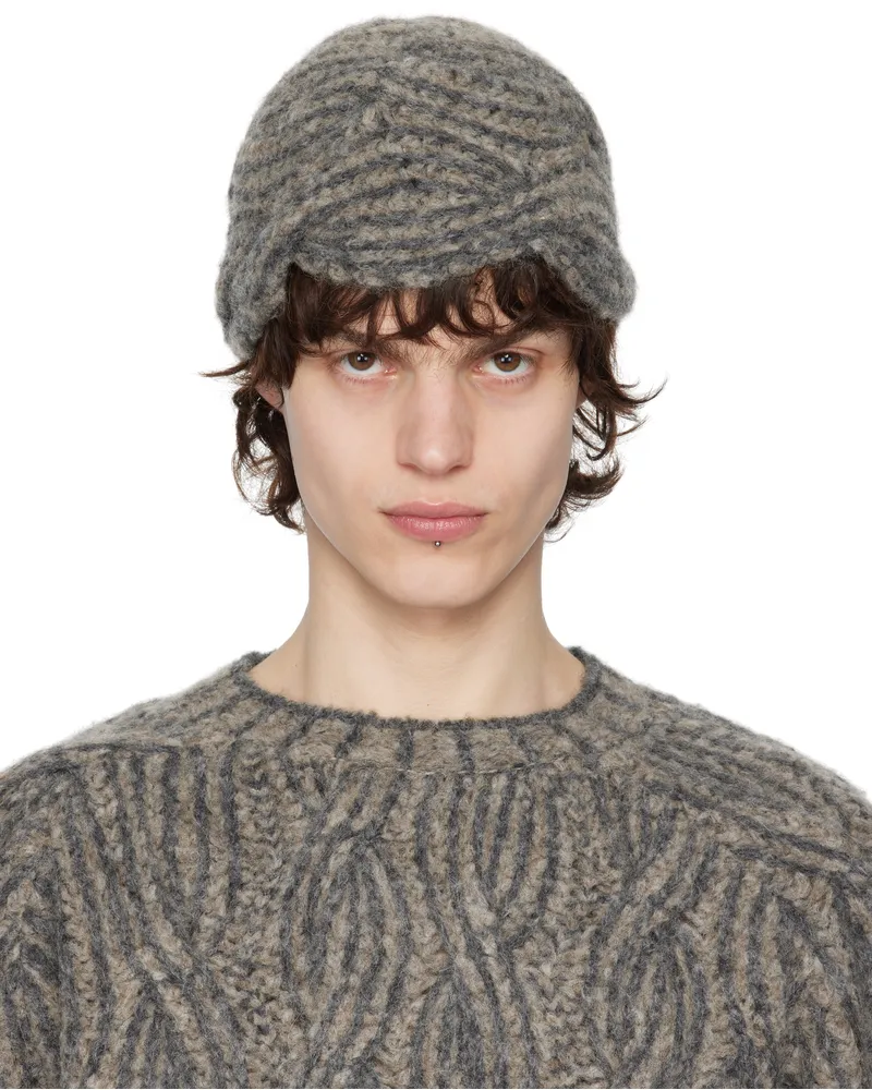 Eckhaus Latta Brown Plait Beanie Stone