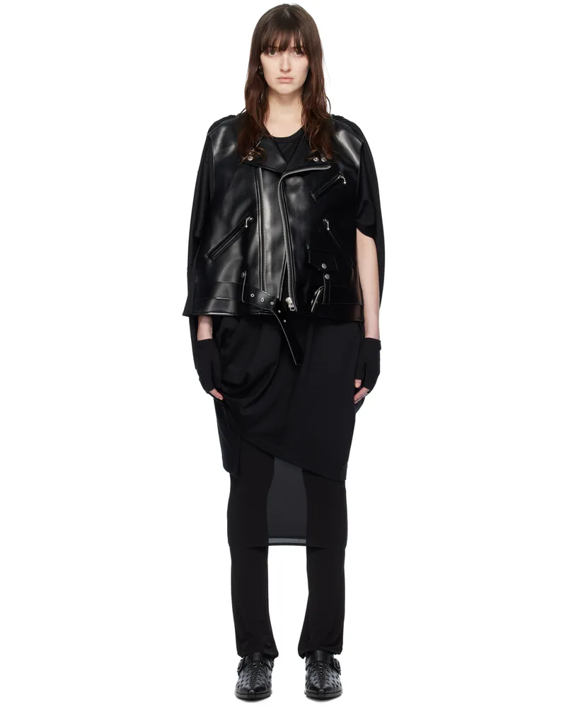 Junya Watanabe Black Layered Faux-Leather Vest 1